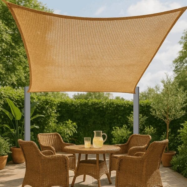 4 point shade sail 3.5x4m installed in backyard