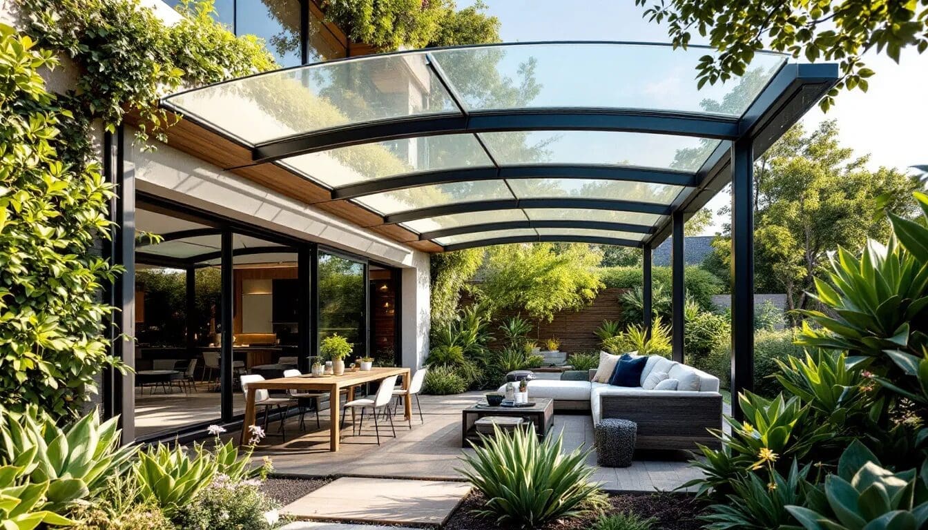 Cantilever shade structures maximizing outdoor space_