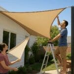A family aware of the benefits of installing shade sail at home